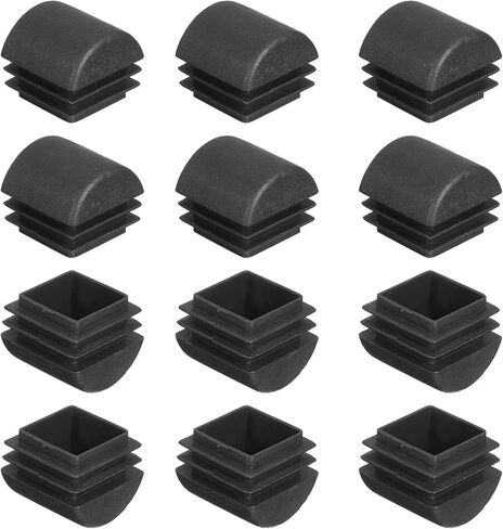 uxcell 0.8 x 0.8 Inch Square Plastic Plug, 28 Pcs Black Pipe Tubing End Cap Plastic Plug Cap Insert Glide Insert for Metal Tubing Fence Table Chairs Furniture, Black in Saudi Arabia