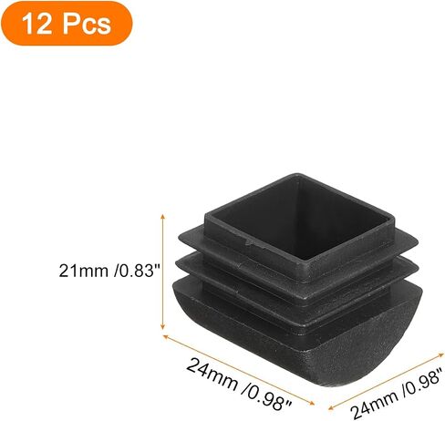 uxcell 0.8 x 0.8 Inch Square Plastic Plug, 28 Pcs Black Pipe Tubing End Cap Plastic Plug Cap Insert Glide Insert for Metal Tubing Fence Table Chairs Furniture, Black in Saudi Arabia