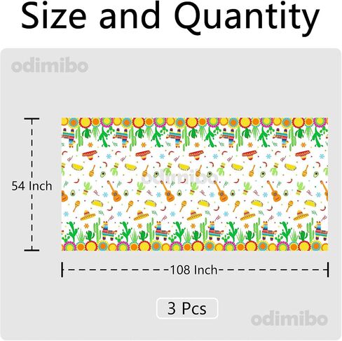 2 Pcs Fiesta Tablecloth Plastic Disposable Cactus Llama Taco Theme Mexican Table Cloths Birthday Party Cinco De Mayo Tablecovers Baby Shower Rectangle Maracas Pinatas in Saudi Arabia