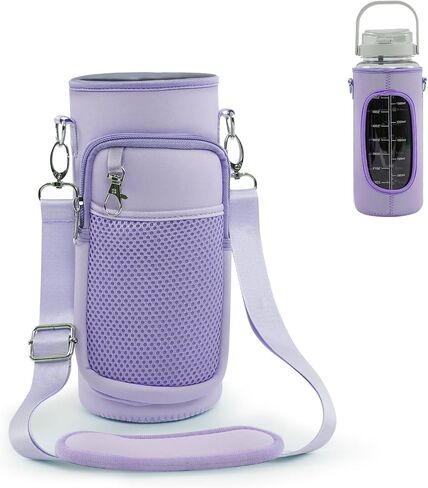 حقيبة حامل زجاجات المياه مع حامل زجاجة مياه معزول بحزام مع جيب للهاتف ومقبض 32oz 40oz 50oz كم زجاجة مياه للمشي لمسافات طويلة in Kuwait