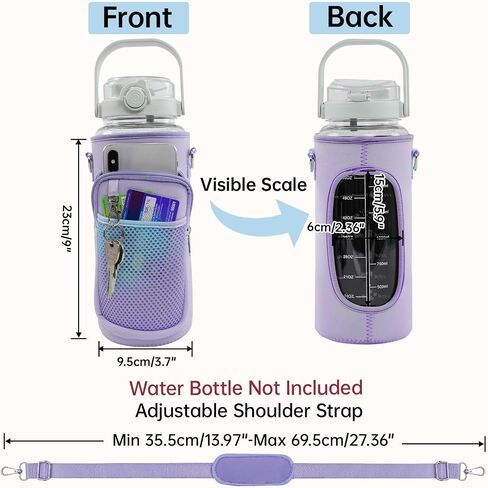 حقيبة حامل زجاجات المياه مع حامل زجاجة مياه معزول بحزام مع جيب للهاتف ومقبض 32oz 40oz 50oz كم زجاجة مياه للمشي لمسافات طويلة in Kuwait