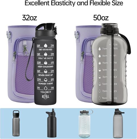 حقيبة حامل زجاجات المياه مع حامل زجاجة مياه معزول بحزام مع جيب للهاتف ومقبض 32oz 40oz 50oz كم زجاجة مياه للمشي لمسافات طويلة in Kuwait