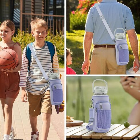 حقيبة حامل زجاجات المياه مع حامل زجاجة مياه معزول بحزام مع جيب للهاتف ومقبض 32oz 40oz 50oz كم زجاجة مياه للمشي لمسافات طويلة in Kuwait