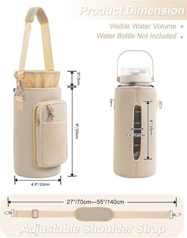 حقيبة حامل زجاجات المياه مع حامل زجاجة مياه معزول بحزام مع جيب للهاتف ومقبض 32oz 40oz 50oz كم زجاجة مياه للمشي لمسافات طويلة in Saudi Arabia
