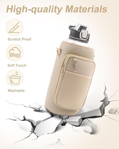 حقيبة حامل زجاجات المياه مع حامل زجاجة مياه معزول بحزام مع جيب للهاتف ومقبض 32oz 40oz 50oz كم زجاجة مياه للمشي لمسافات طويلة in Saudi Arabia
