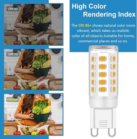 G9 LED لمبة Bi Pin Base، لا وميض 5000K ضوء النهار T4 G9 LED لمبات الإضاءة للثريا، 4W (40W لمبات الهالوجين المكافئة)، زاوية شعاع 360 درجة، غير قابلة للتعتيم للإضاءة المنزلية، 4 عبوات in Kuwait