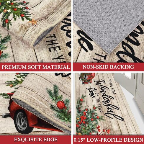 Pauwer Christmas Hallway Runner Rug 2x6 Non Slip Washable Kitchen Area Rug Farmhouse Christmas Tree Truck Door Mat Entryway Rug Carpet Runner for Laundry Room Bedroom Christmas Decorations in Kuwait