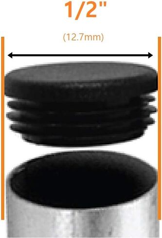 OGC (100 Pack) - 1/2 Inch OD Round Black for Plastic Plugs by Cap Cover Tube Durable Chair Glide Insert Finishing Plug in Kuwait