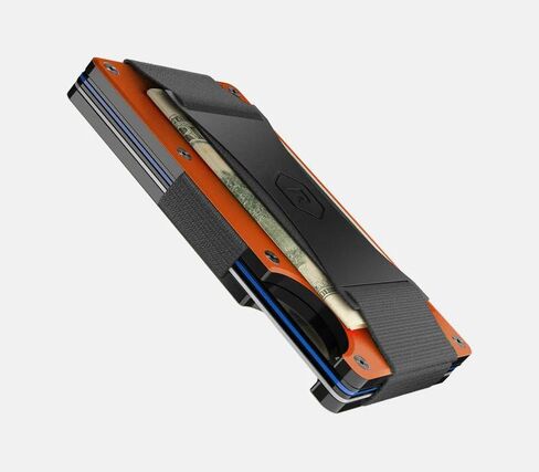 محافظ RIDGE للرجال - محفظة RFID النهائية للآباء المعاصرين - رفيعة وأنيقة ومحجبة RFID - محفظة للبطاقات وحزام النقود من ألياف الكربون (عنبر مزور) in Kuwait