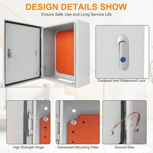 Cold Rolled Steel Electrical Box 23.6'' x 20'' x 8'' Indoor/Outdoor Thick Electrical Enclosure Box with Mounting Plate IP66 Weatherproof Anti-Rust and Anti-Corrosion (23.6'' x 20'' x 8'') in Saudi Arabia
