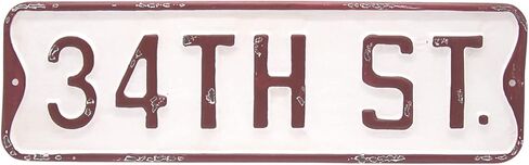 Red and White 34th Street Tin Christmas Sign - 19.5-Inch Festive Wall Decoration in Saudi Arabia