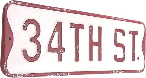 Red and White 34th Street Tin Christmas Sign - 19.5-Inch Festive Wall Decoration in Saudi Arabia