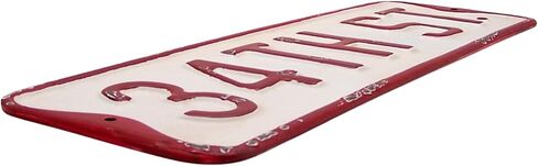 Red and White 34th Street Tin Christmas Sign - 19.5-Inch Festive Wall Decoration in Saudi Arabia