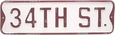 Red and White 34th Street Tin Christmas Sign - 19.5-Inch Festive Wall Decoration in Saudi Arabia