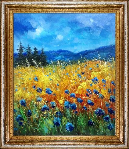 La Pastiche Cornflowers 45 نسخة طبق الأصل مع إطار Tuscan Crackle، 26 بوصة × 30 بوصة in Kuwait