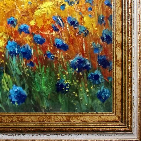 La Pastiche Cornflowers 45 نسخة طبق الأصل مع إطار Tuscan Crackle، 26 بوصة × 30 بوصة in Kuwait