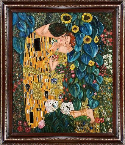 La Pastiche Kiss in the Garden (خط فاخر) مع إطار الكرز التراثي، 26 بوصة × 30 بوصة in Kuwait