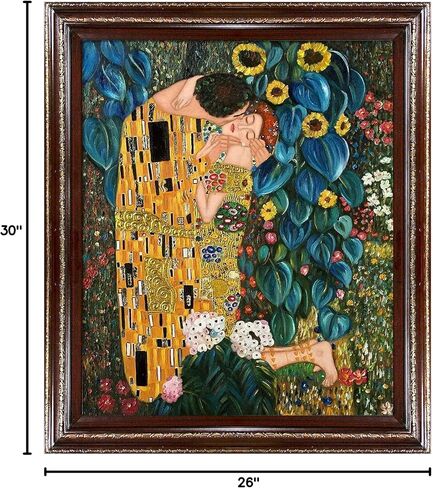 La Pastiche Kiss in the Garden (خط فاخر) مع إطار الكرز التراثي، 26 بوصة × 30 بوصة in Kuwait