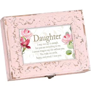 Cottage Garden Daughter Everything To Me - Blush Pink 8.5 x 6.5 Inch MDF Wood Musical Jewelry Box