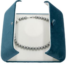 Premium velvet pearl necklace jewelry box，wedding jewelry box, holiday gifts, jewelry counter display, beautiful appearance, excellent texture (Green-02)