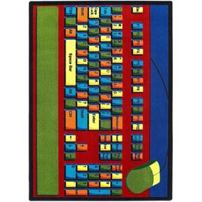 Joy Carpets Keyboard Connection Rug, Multi, 5'4" x 7'8"