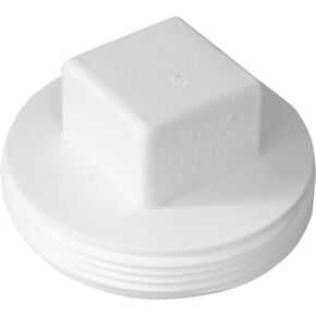 Rocky Mountain Goods Cleanout Plug 4" - White PVC MPT Set Plug Cover Screws onto FPT Drainage Fittings - Strong and Longer More Secure Screw End - Replacement Cover