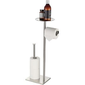 BVL Toilet Paper Holder Stand with Shelf Stainless Steel Brushed Nickel for Bathroom