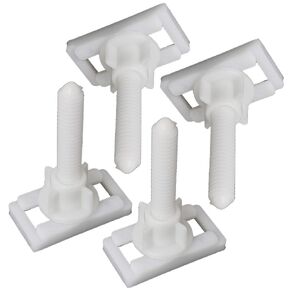 4 Sets Rectangular Toilet Seat Screws with Nuts Washers, Plastic Toilet Seat Fixing Screw, Hinge Bolt Screw Replacement Parts 4.5x2.4x6.1cm