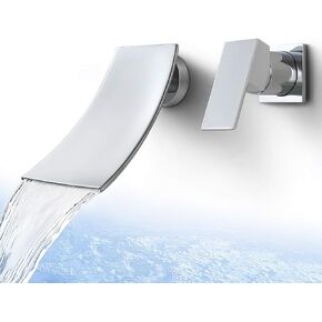SKOWLL Waterfall Faucet Wall Mounted Bathroom Faucet Brass Modern Vanity Faucets Widespread Bath Faucet Single Handle High Flow Faucet Mixer, Matte Black