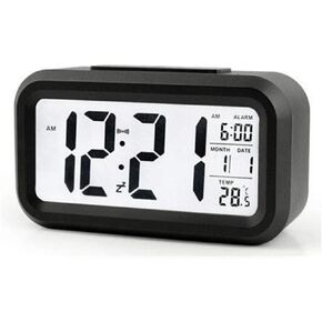 ZKG Time and Temperature Digital Table Snooze Alarm Clock Children Wake Up Kids Alarm Clock Night Light for Children Desk Clock (Black)