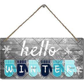 EMOHAT Hello Fall Winter Spring Summer Wooden Sign Decor Hanging Plaque Rustic Farmhouse Decor Home Living Room Front Door Porch Wall Hanging Plaque Indoor Outdoor Wall Art Wood Sign 6x12 Inch