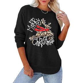 NECIOUS Womens Christmas Sweatshirt 2024 Graphic Xmas Top Merry Christmas Sweatshirt For Women Fall Winter Pullover