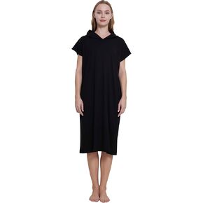 HiddenValor Womens Surf Beach Poncho, Loose Knit Cotton Hooded Changing Cover Up Robe