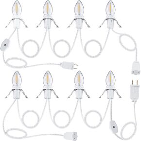 Meonum 1 Pack Accessory Cord with 4 LED Bulbs, End to End Connected Blow Mold Light Cord, 9.8 Feet Lamp Kit with On/Off Switch Plugs for Ceramic, Craft Halloween Christmas Village Decor