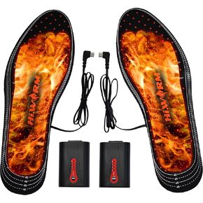 HIWARM Electric Heated Insoles Far Infrared 4 Constant Temperatures Rechargeable Foot Warmers for Men Women, Thermal Shoes Boots Inserts for Skiing, Hiking, Camping