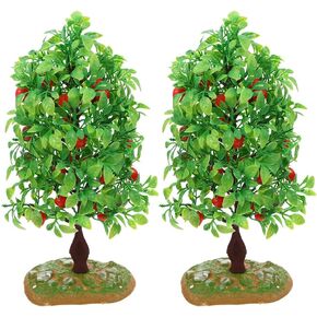 LOGOFUN 2Pcs Artificial Fruit Tree Models Miniature Fruit Trees Ornaments Dollhouse Sand Table Fruit Trees Prop for Micro Landscape Decorations