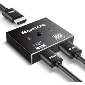 NEWCARE HDMI Switch 4K@120Hz, 8K@60Hz HDMI Bidirectional Switcher Splitter supports 2 in 1 Out, 1 in 2 Out, 48 Gbps, HDR, 3D Surround Sound, Aluminum HDMI 2.1 Switch for PS5/4, XBOX, Blue-ray Player