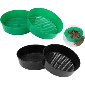 Gardening Sand Soil Compost Sifter,4 Pack Rock Garden Sieve Soil Sifter, Round Plastic Soil Sifting Pan Sand Sifter Set for Home Plant Gardening Sieve Work of Small Gravel, Soil, Sand