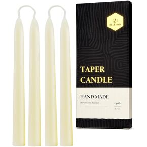 24 Pack Beeswax Taper Candles in Bulk 8 inch Tall - All Natural, 100% Pure Unscented Bee Wax Candle, Dripless, 5 Hours Burnning Time -Yellow in Kuwait