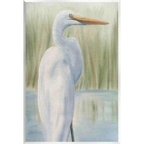 Stupell Industries Egret Marshland Painting Wall Plaque Art Design by Grace Popp