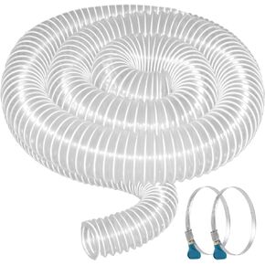Heavy PVC Dust Collection Hose 4" x 10', Flexible Clear PVC Fume Collection Hose, Puncture-Resistant, Reinforced With Coated Wire Helix