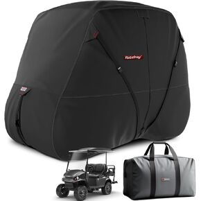 Rosefray Golf Cart Cover 420D Waterproof Innovative 360° Windproof Design, Fits for Club Car, EZgo, Yamaha, and More 2+2/4 Passenger Golf Cart - Black