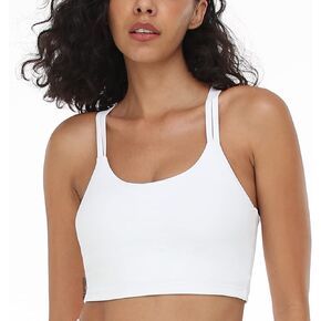 HSIA Women's Sports Bra, Yoga Tank Tops Workout Padded Medium Support Longline Strappy Crisscross Back