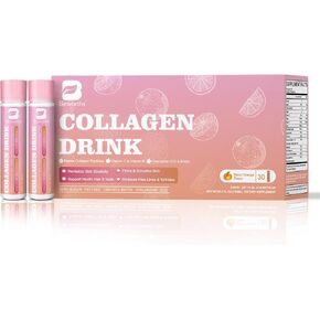 Liquid Collagen Peptides Drink, 6000mg Liquid Collagen Supplement for Women with Coenzyme Q10, Hyaluronic Acid, Biotin & Vitamin C, Vitamin E - Support Revitalize Skin Elasticity, Hair Nail & Smooths