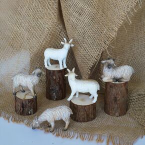 5-Pieces Christmas Nativity Animals Set, Ox, Goat, Donkey, Sheep Nativity Figures, 7 Inch Scale Resin Nativity Animals Shape Set For The Christmas Story, Sculpted Hand-Painted Goat For Holy Family