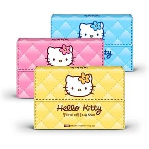 Set of 3 Kitty Facial Pocket Tissues for Travel, Picnic, and Car, 200 x 155mm, 2-Ply, 56 Tissues Per Pack
