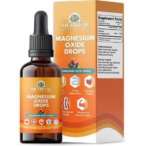 Magnesium Oxide 400mg Liquid Drops - High Potency Supplement for Bone, Muscle, and Heart Health, Easy-to-Absorb, 60ml