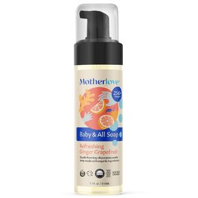 Motherlove Baby & All Soap (2 pack, 7.1 oz) Gentle Foaming All-Purpose Castile Soap Made with Organic Ingredients – Refreshing Ginger Grapefruit