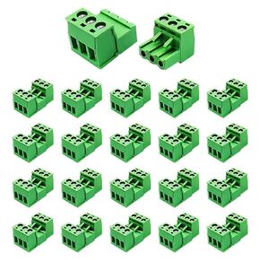 V TELESKY 20Pcs 3 Pin 5.08mm Screw Terminal with 20Pcs 3 Pin Phoenix Plug for Industrial and Electronic Equipment