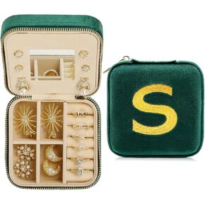 Jenria Travel Jewelry Case for Women, Christmas Gift for Women, Jewelry Organizer, Jewelry Box, Unique Gifts, Personalized Gifts for Her, Birthday Gifts for Teen Girl, Girlfriend, Mom, Green, M